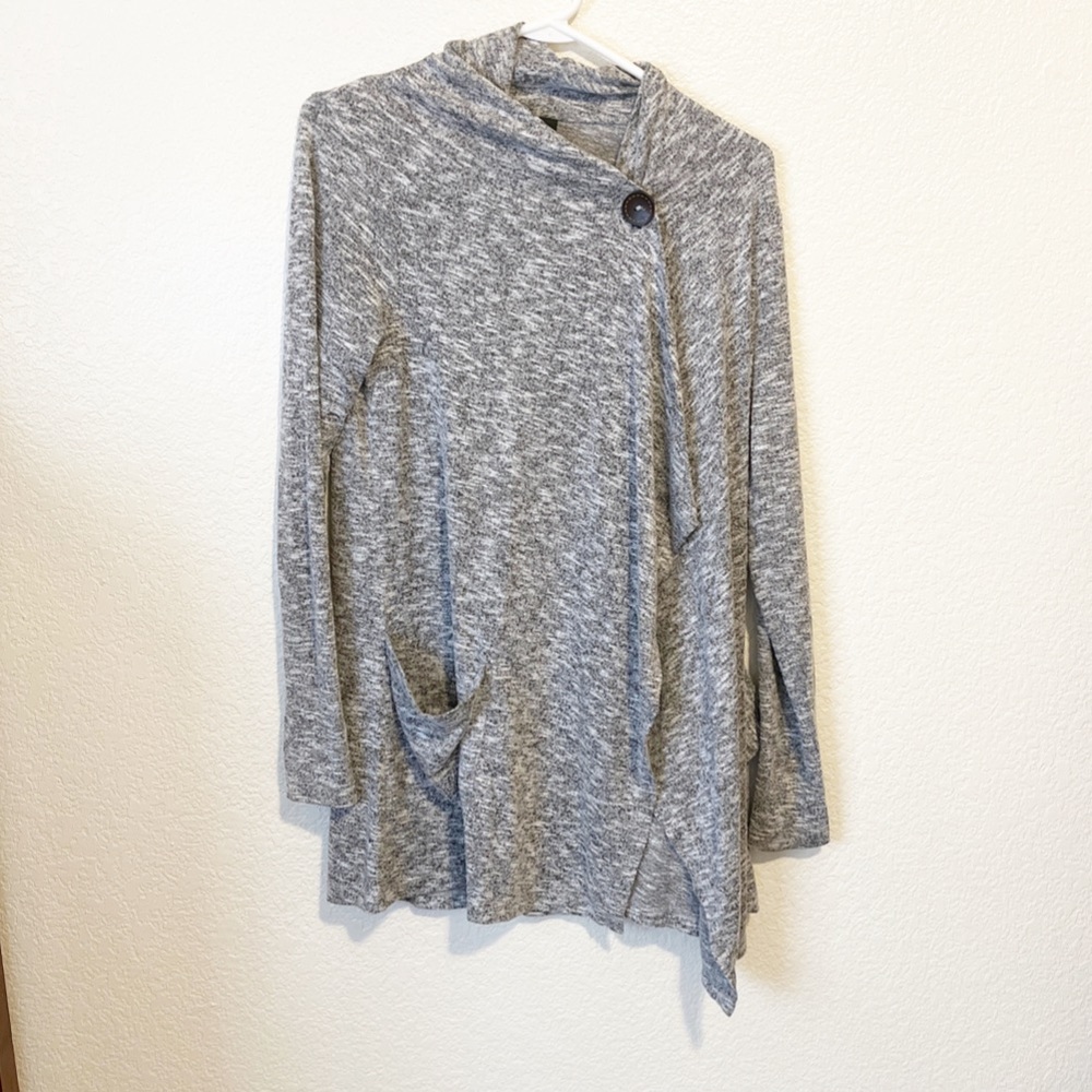 Bobeau Marled Knit One Button Cardigan